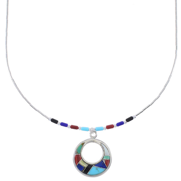 Multicolor Inlay Link Sterling Silver Necklace Set BX119735